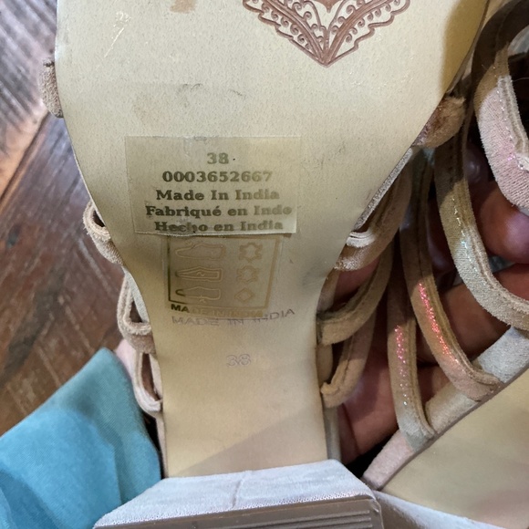 Free People Colette Cinched Heel Sandals Women’s Size 7.5–8) Rainbow Metallic - Picture 15 of 16